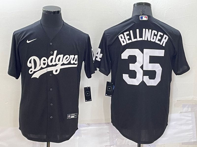 Men Los Angeles Dodgers #35 Bellinger Black Inversion Nike 2022 MLB Jerseys